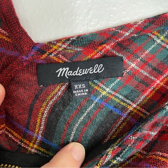 Madewell red plaid zipper detail shift dress XXS - Picture 8 of 9